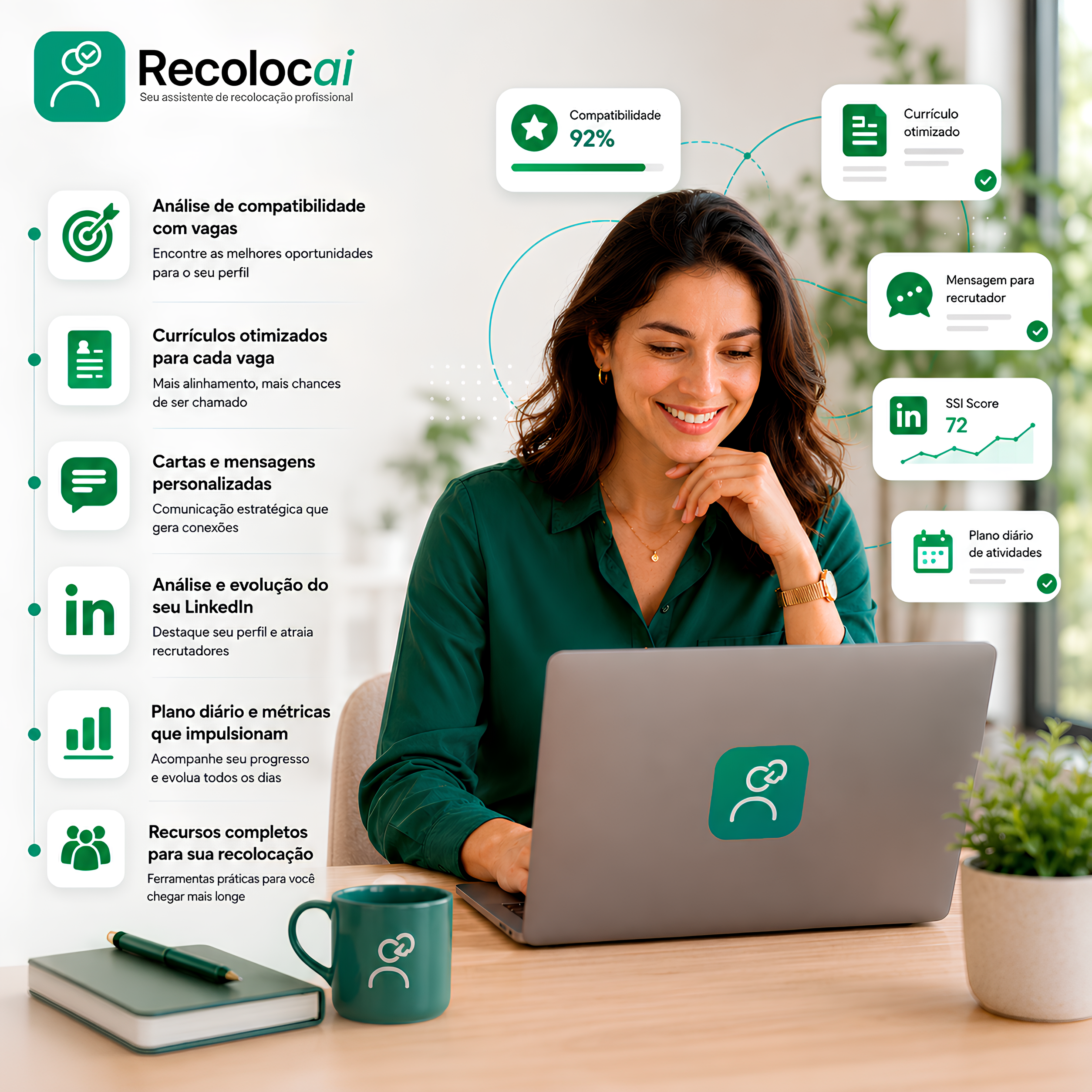 Profissional usando o Recolocai para recolocação profissional com IA